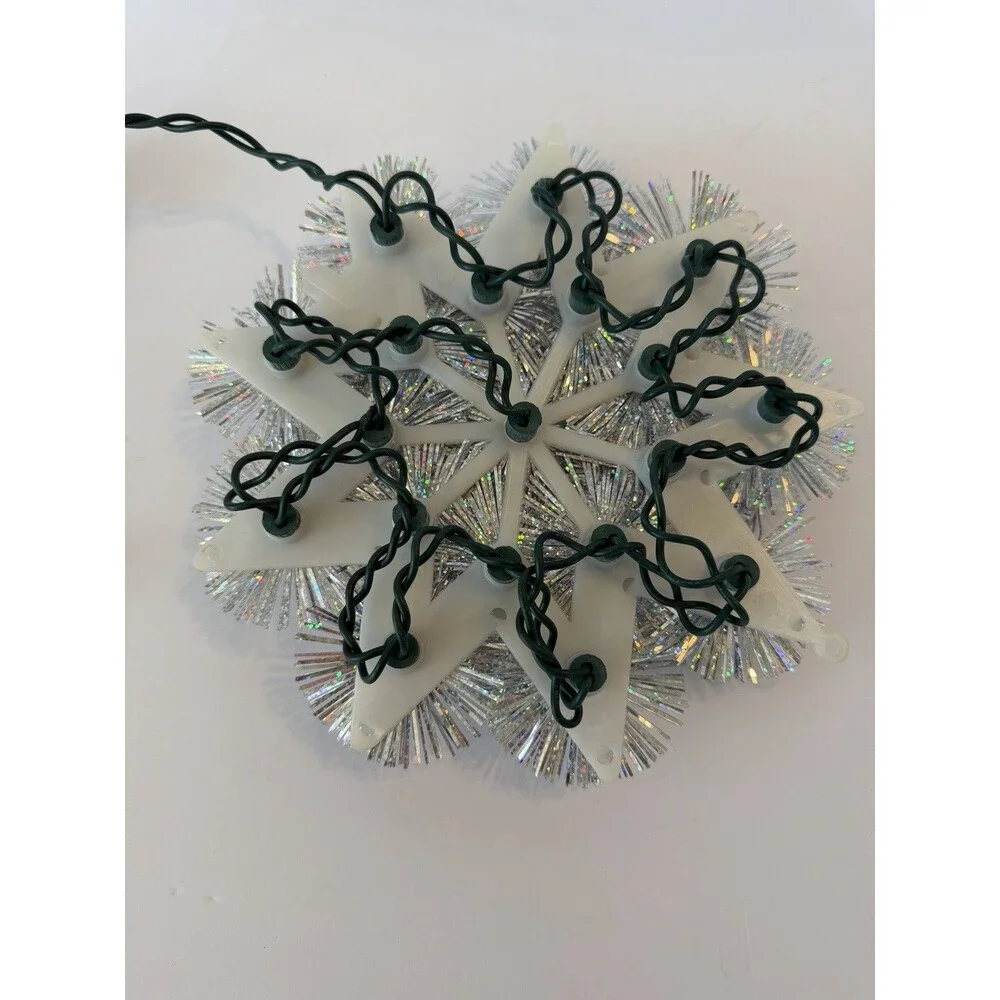 Vintage Lighted Round Tree Topper Tinsel Reflectors Floral Adler Christmas 8
